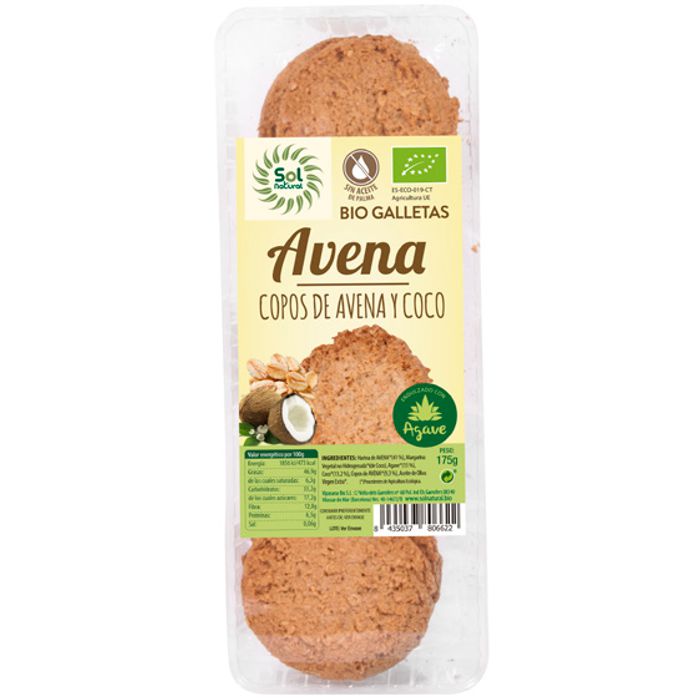 Galetes flocs civada-coco 175g SOL NATURAL