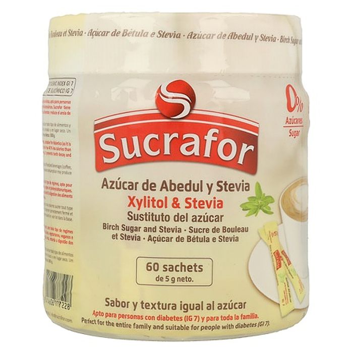 Xilitol amb estèvia 60 sobres SUCRAFOR