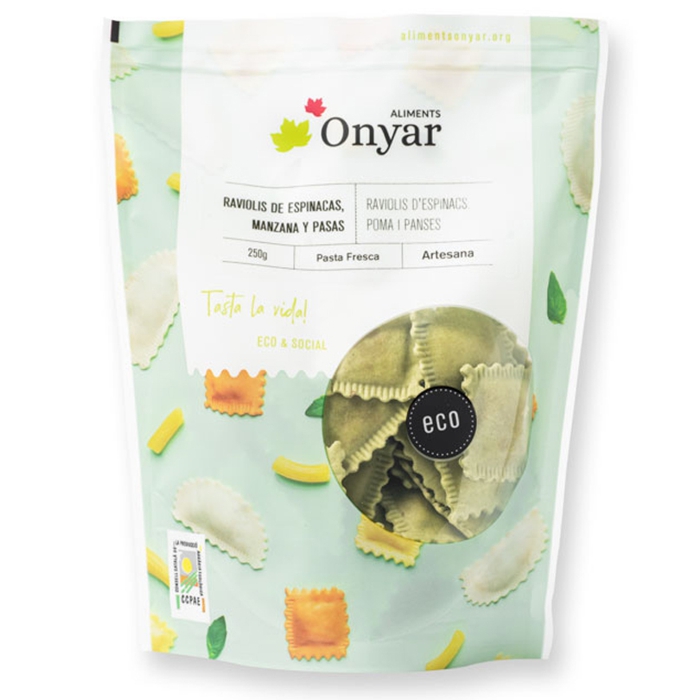 Raviolis d’espinacs, poma i panses 250g ONYAR