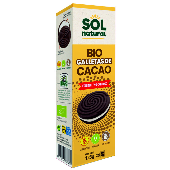 Galetes cacau farcides nata 125g SOL NATURAL