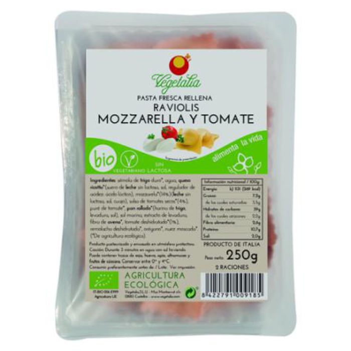 Raviolis mozzarella-tomate s/lact. 250g VEGETALIA